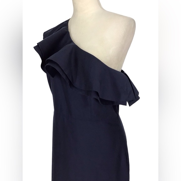 J Crew Navy Blue One Shoulder Ruffle Dress NWT Size 10 NEW - Picture 7 of 10